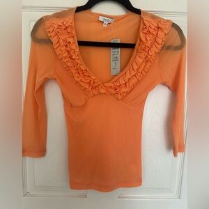 New Orange Ruffled Top by Cachet Sz S